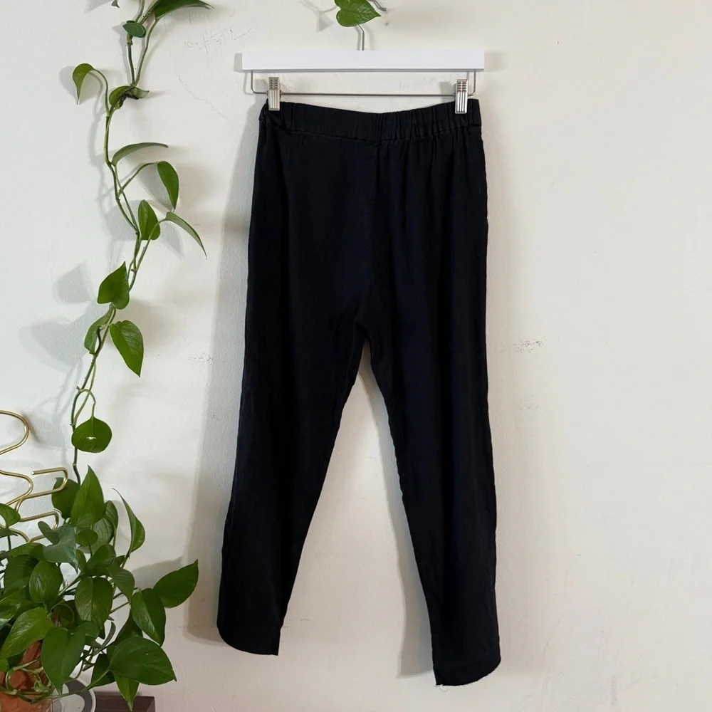 Babaton Aritzia Black Straight Leg  Linen Blend Pants